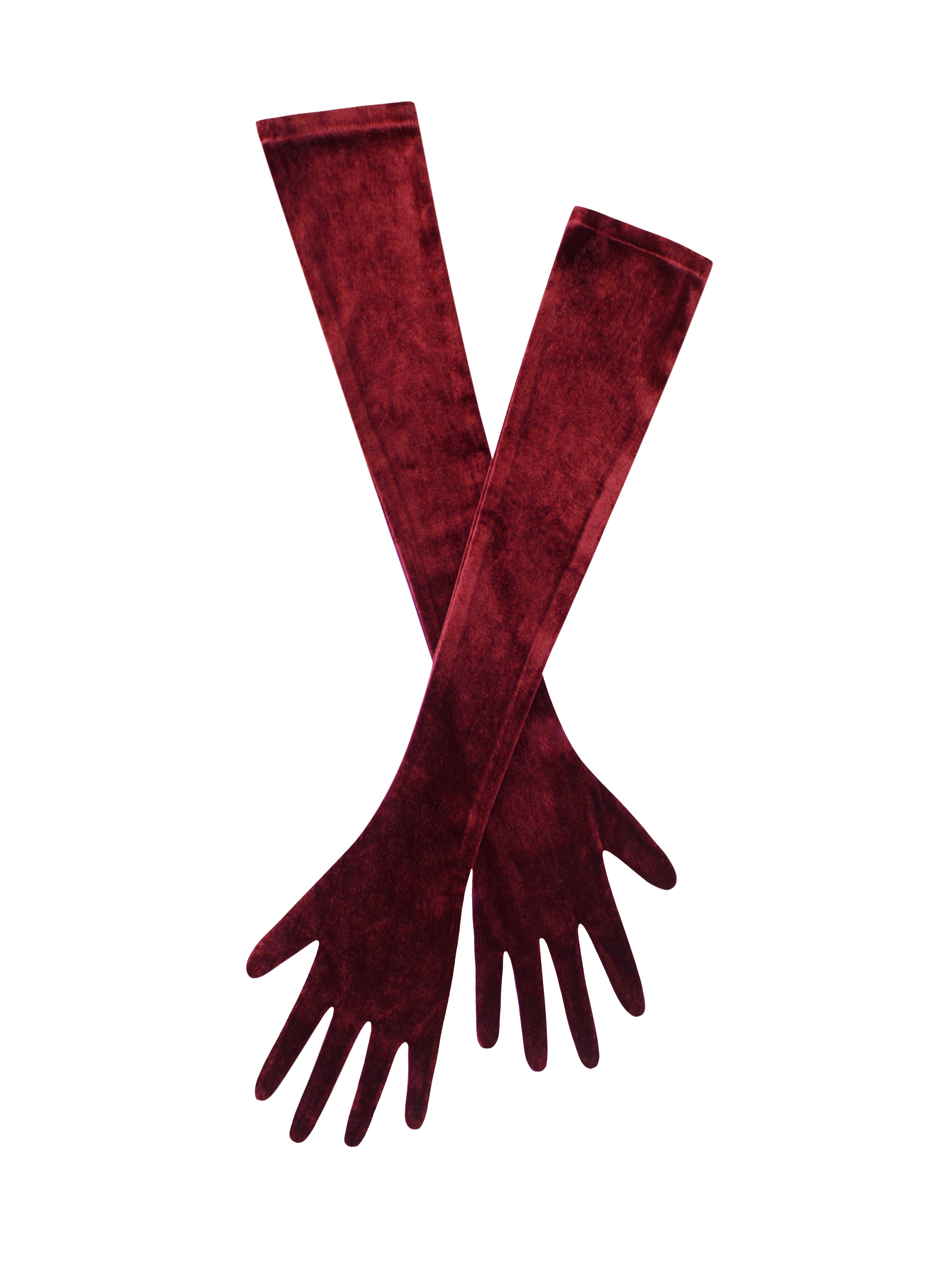 Burgundy Velvet Opera Gloves for Evening Wear