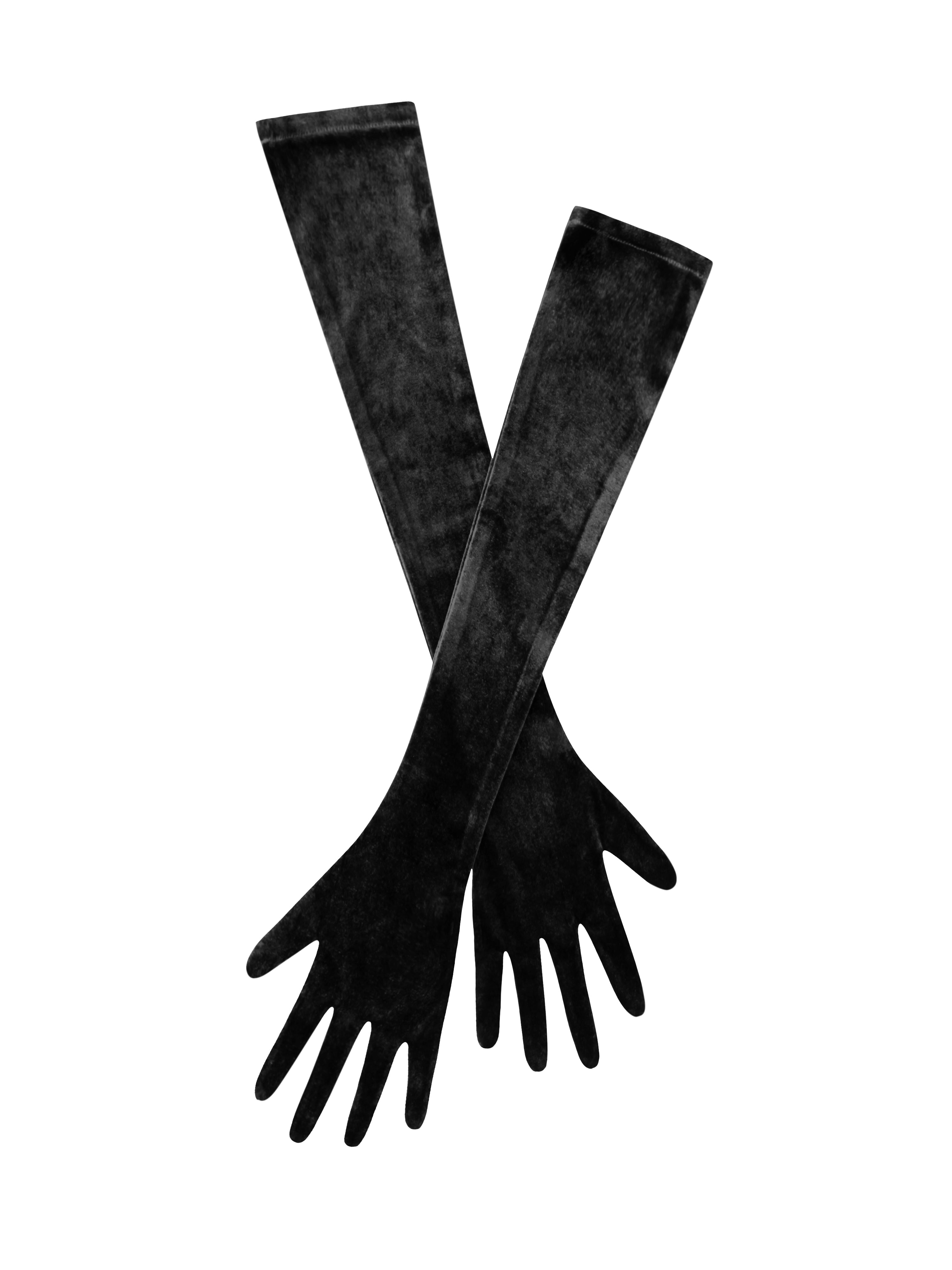 Black Velvet Opera Gloves for Evening Wear