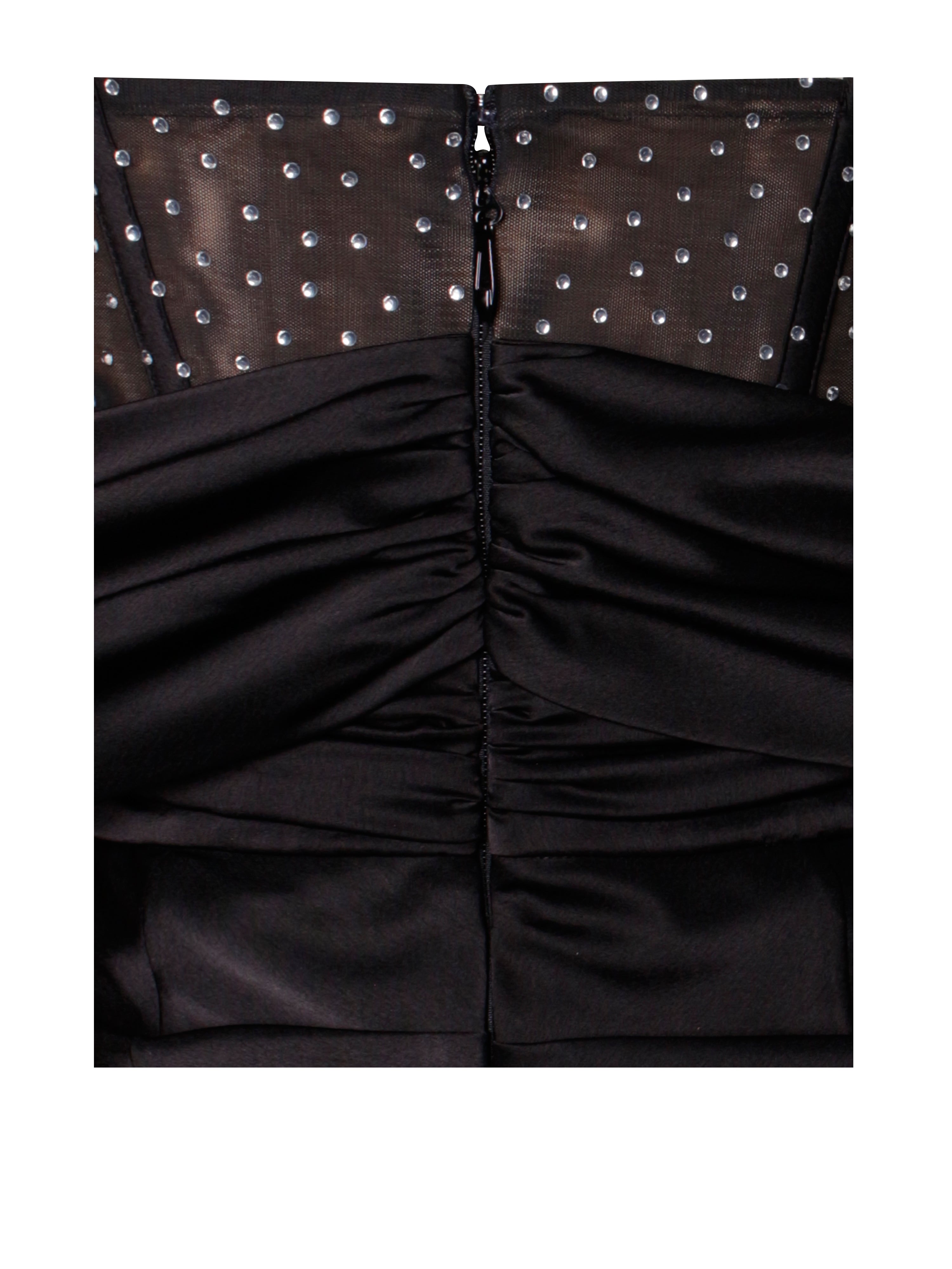 Stella Black Crystal Corset Satin Evening Gown