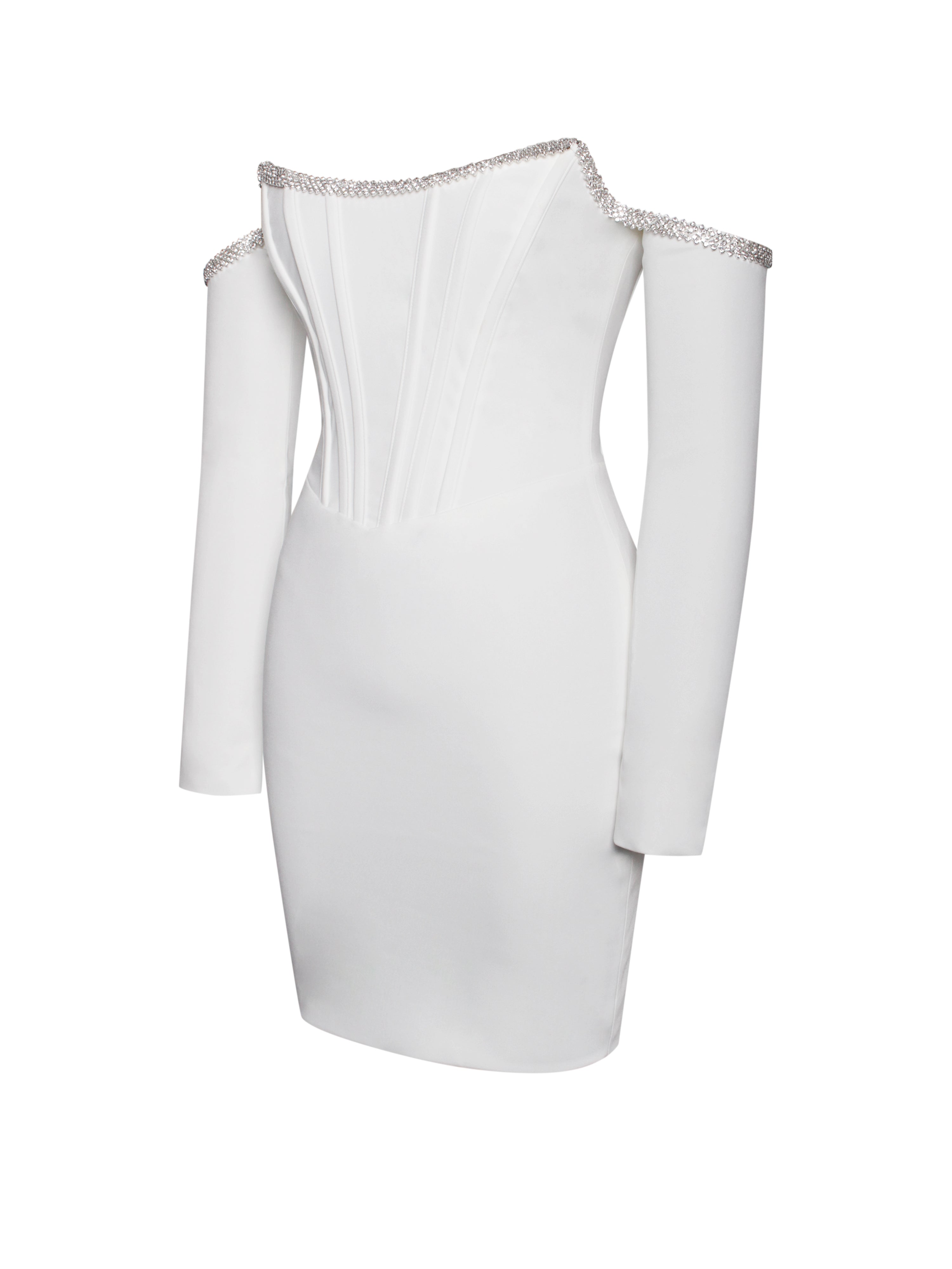 Annika Crystal-Trim Corset Dress | Off-Shoulder Elegance
