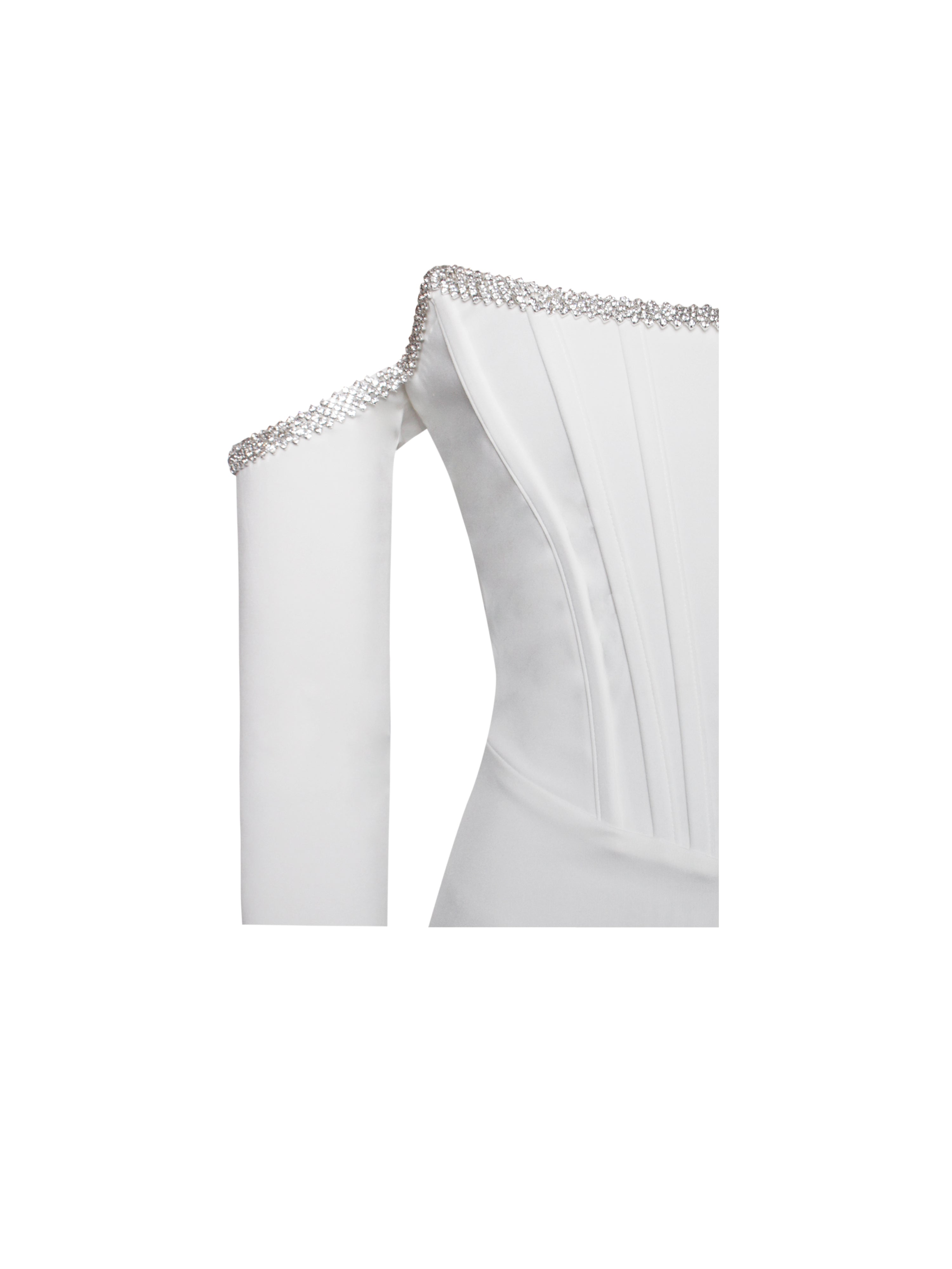 Annika Crystal-Trim Corset Dress | Off-Shoulder Elegance